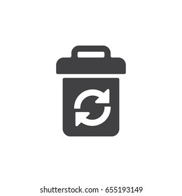 Recycle bin icon in black on a white background. Vector illustration