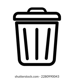 Icono de papelera de reciclaje. Ilustración vectorial de delineado negro. 