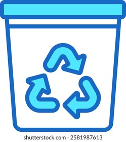 Recycle Bin Icon Blue Color Vector Illustration