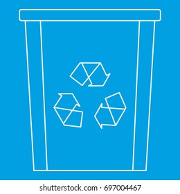 Recycle bin icon blue outline style isolated vector illustration. Thin line sign