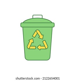 Recycle bin icon in color icon, isolated on white background 