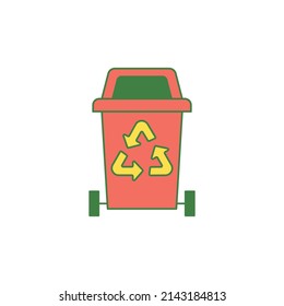 Icono de papelera de reciclaje en icono de color, aislado en fondo blanco 