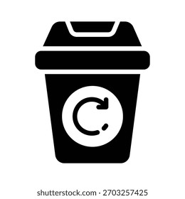 Icono de papelera de reciclaje diseñado creativamente en estilo glifo