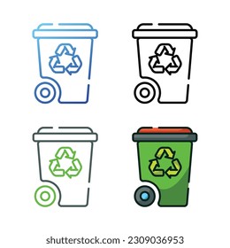 Recycle bin icon design in four variation color