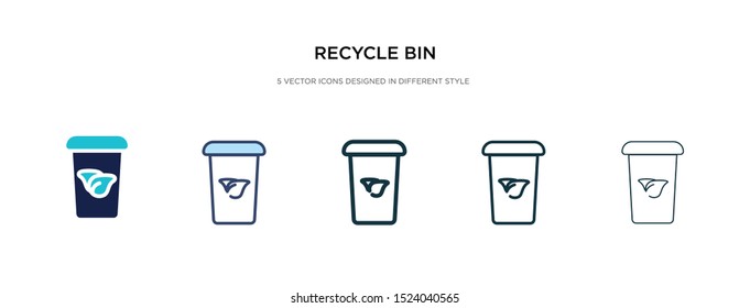 recycle bin icon in different style vector illustration. two colored and black recycle bin vector icons designed in filled, outline, line and stroke style can be used for web, mobile, ui
