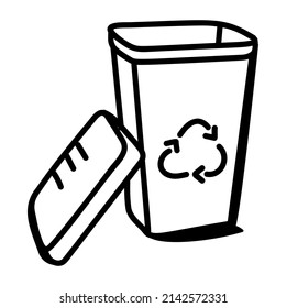 A recycle bin icon in doodle design download

