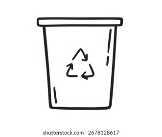 Icono de papelera de reciclaje dibujado a mano. Símbolo de Clipart de dibujo de esquema. Ilustración vectorial
