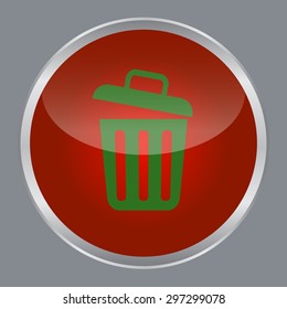 recycle bin icon empty on red circle button.