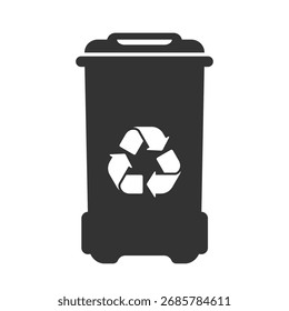 Recycle bin icon filled dark grey color.