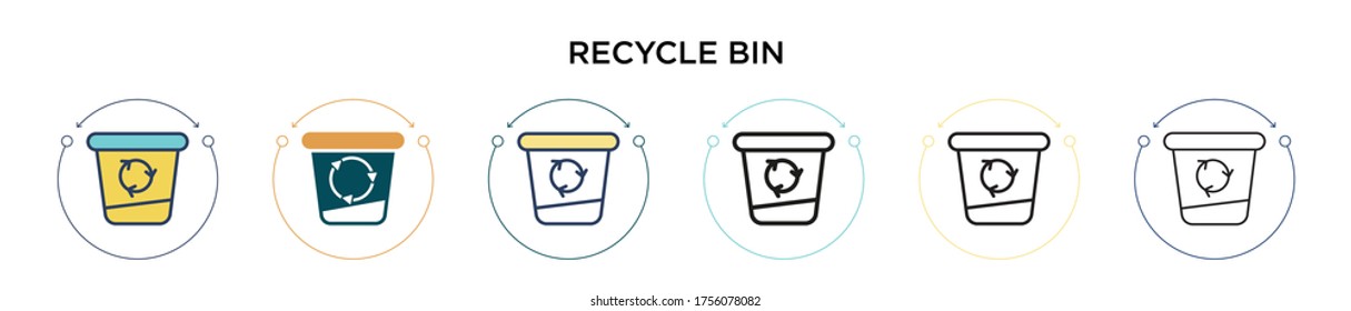 Recycle bin icon in filled, thin line, outline and stroke style. Vector illustration of two colored and black recycle bin vector icons designs can be used for mobile, ui, web