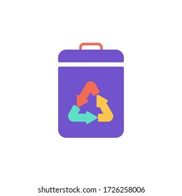 recycle bin icon flat design vector illustration. ecology icon isolated on white background