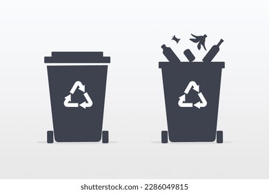 Icono de papelera de reciclaje. Ilustración vectorial de diseño plano. Ilustración bursátil.