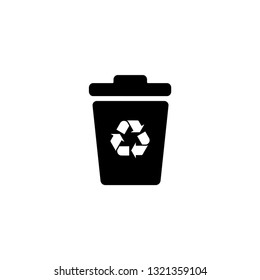 Recycle Bin Icon In Flat Style Vector For Apps, UI, Websites. Black Icon Vector Illustration.