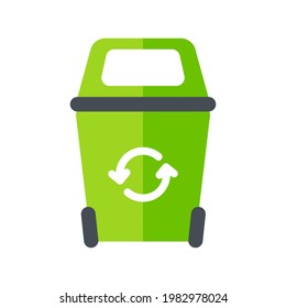Recycle bin icon. Green trash can help protect the environment Waste separation concept