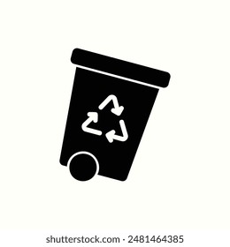 recycle bin icon, isolated black glyph icon theme ui