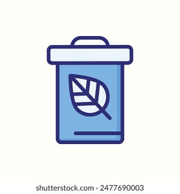 icono de papelera de reciclaje, icono de contorno azul aislado