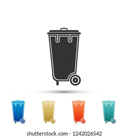 Recycle bin with icon isolated on white background. Trash can icon. Set elements in colored icons. Flat design. Vector Illustration