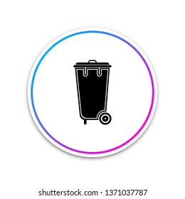 Recycle bin with icon isolated on white background. Trash can icon. Circle white button. Vector Illustration