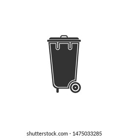 Recycle bin with icon isolated. Trash can icon. Flat design. Vector Illustration