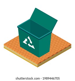 Recycle bin icon. Isometric illustration of recycle bin vector icon for web