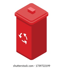 Recycle bin icon. Isometric of recycle bin vector icon for web design isolated on white background