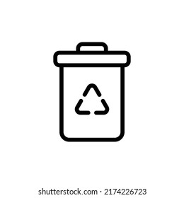 Recycle Bin Icon. Line Art Style Design Isolated On White Background