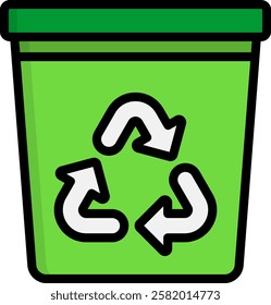 Recycle Bin Icon Lineal Color Vector Illustration