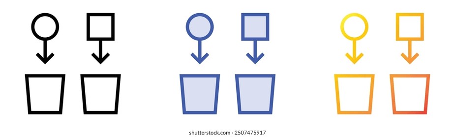 recycle bin icon. Linear, Blue Fill and Gradient Style Design Isolated On White Background