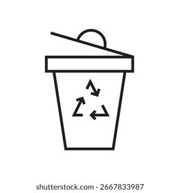 Icono de papelera de reciclaje Esquema editable Línea de trazo Dibujo EPS