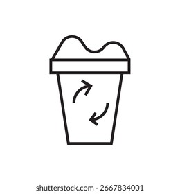 Icono de papelera de reciclaje Esquema editable Línea de trazo Dibujo EPS