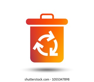 Recycle bin icon. Reuse or reduce symbol. Blurred gradient design element. Vivid graphic flat icon. Vector