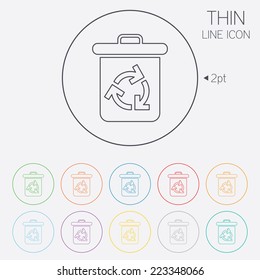 Recycle bin icon. Reuse or reduce symbol. Thin line circle web icons with outline. Vector