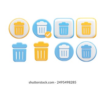 Recycle bin icon set illustration