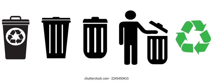 recycle bin icon set isolated on white background best choice for your great project