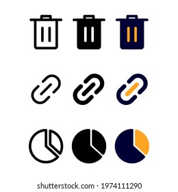 recycle bin icon set with three style for presentation, banner, and social media