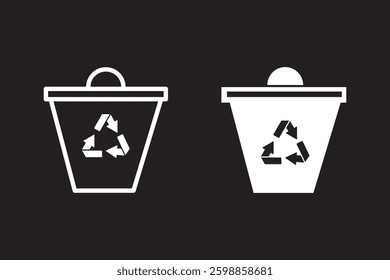 Recycle bin icon set. trash can icon Flat logo set collection.