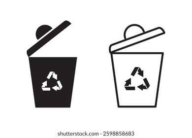 Recycle bin icon set. trash can icon Flat logo set collection.