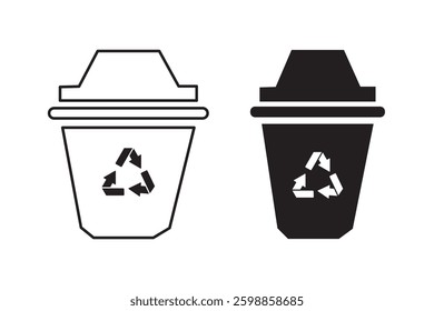 Recycle bin icon set. trash can icon Flat logo set collection.