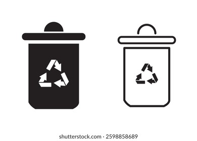 Recycle bin icon set. trash can icon Flat logo set collection.