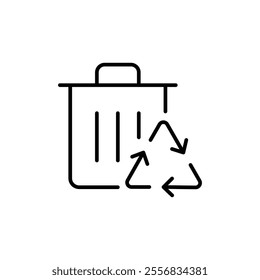 Recycle bin icon. Simple outline style. Rubbish, reuse, waste, pollution, recycling, garbage, container, trash, environment concept. Thin line symbol. Vector illustration isolated.