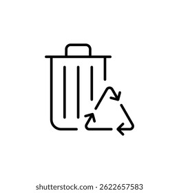 Recycle bin icon. Simple outline style. Rubbish, reuse, waste, pollution, recycling, garbage, container, trash, environment concept. Thin line symbol. Vector illustration isolated.