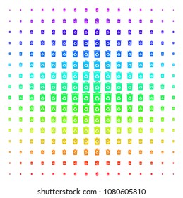 Recycle Bin icon spectral halftone pattern. Vector recycle bin items arranged into halftone grid with vertical spectrum gradient. Designed for backgrounds, covers and abstraction effects.