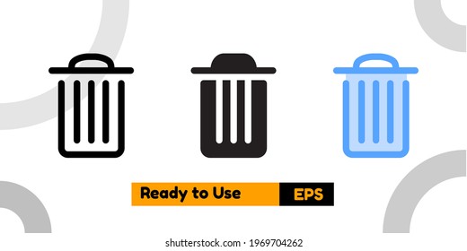 recycle bin icon with three style for social media, website, and presentation