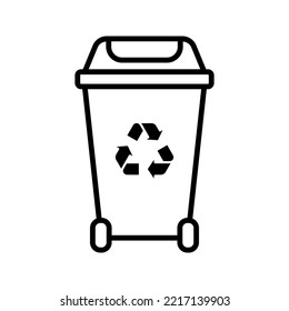 Icono de papelera de reciclaje. lata de basura con señal de reciclaje. ilustración vectorial