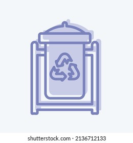 Recycle Bin Icon in trendy two tone style isolated on soft blue background
