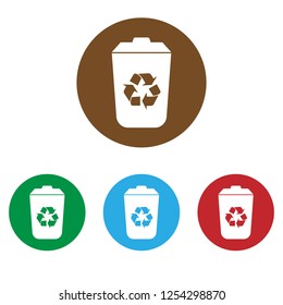 Recycle bin icon. Vector illustration, flat design.