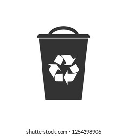 Recycle bin icon. Vector illustration, flat design.