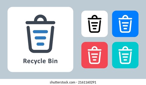 Icono de Papelera de reciclaje - ilustración vectorial. Papelera, Papelera, Eliminar, Borrar, Reciclar, Vacío, Basura, Basura, Basura, Línea, contorno, plano, iconos.