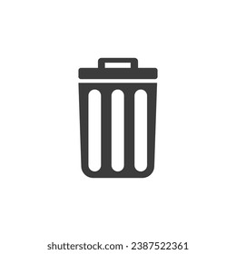 Gráfico de diseño blanco y negro aislado de vectores de iconos de la papelera de reciclaje