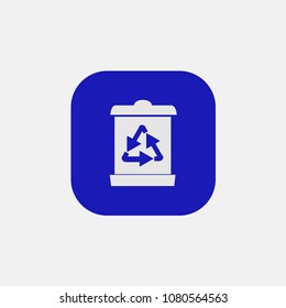 recycle bin icon vector on blue